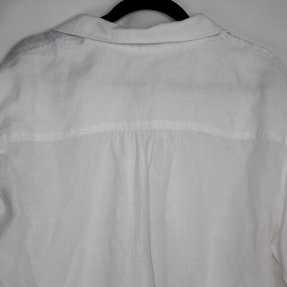 AYR Linen Button Up Crop Top Women's Size XL White Short Sleeve Minimalist - Picture 7 of 9